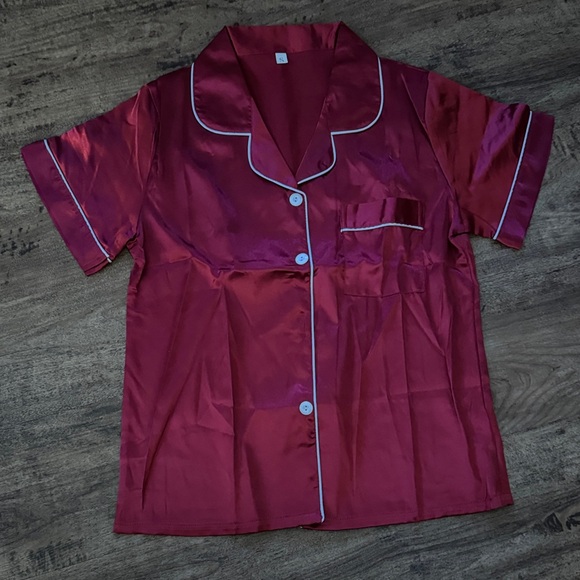 Women's Satin Pajama Set - Red - Picture 4 of 7